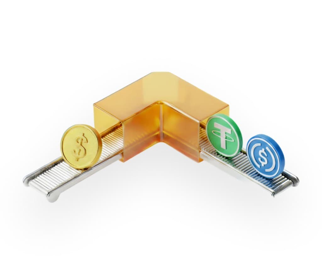 AIX cryptocurrency coins on conveyor belt